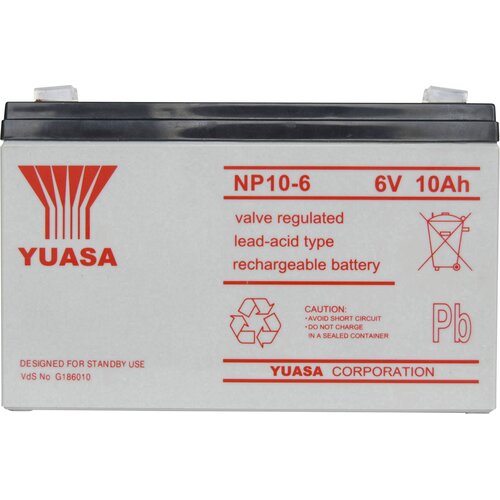Yuasa NP10-6 NP10/6 svinčeni akumulator 6 V 10 Ah svinčevo-koprenast (&amp;Scaron;xVxG) 151 x 97.5 x 50mm plo&amp;scaron;čati vtič 4,8mm brez vzdrževanja, vds certifikacija, (20438082) Slike