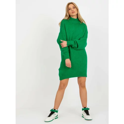 Fashion Hunters Green loose knitted turtleneck dress