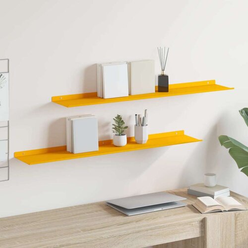 Polica na zidu s policom Zidne 2 pcs Žuta 100 x 18 x 2 5 cm - žuta boja senfa 100 x 18 cm 2 Cijene