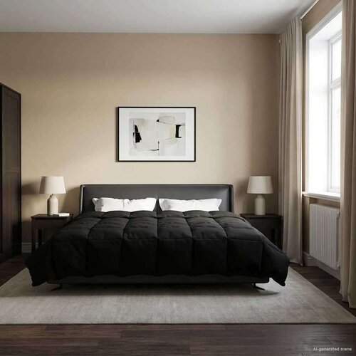 Puni pokrivač za cijelu godinu Crna 200 x 220 cm Mikrovlakna - Crna 200 x 220 cm Slike