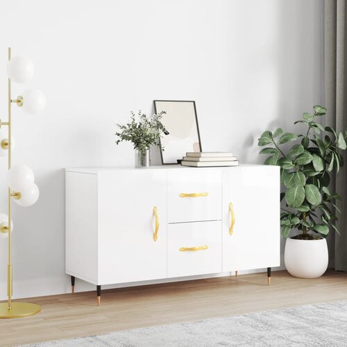VidaXL Komoda visok sijaj bela 100x36x60 cm inženirski les Slike