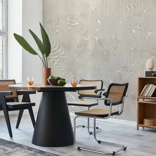  Foto tapeta - Flowing shapes - abstract beige and white background in patterned compositions 400x280 Vodootporna Cene