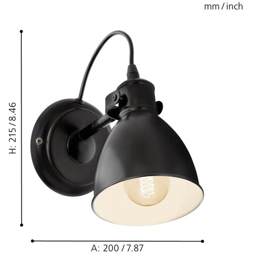 Eglo 49468 - Zidno svetlo PRIDDY 1xE27/40W/230V Slike