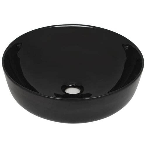 Maison Chic Keramični Umivalnik - Kopalna umivalnik - Lavabo okrogel črne barve 41,5x13,5 cm, (21684860) Slike