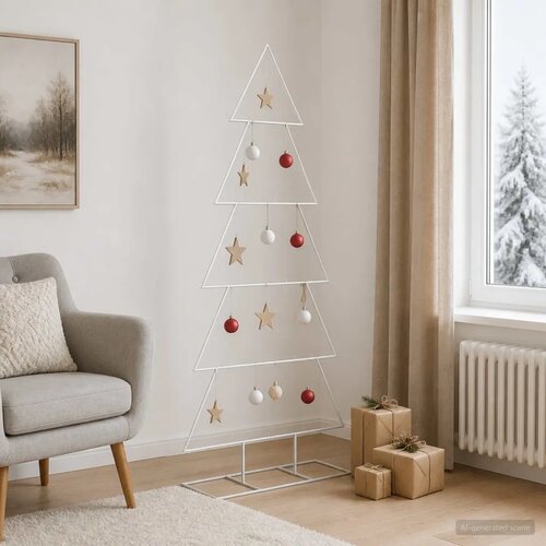  Metalno božićno drvce sa stalkom KUOPIO 150 cm Čelik Bijela - 150 cm Bijela bez LED svjetala Cijene