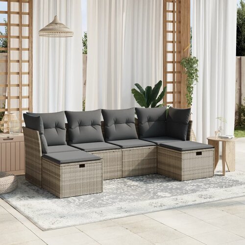 vidaXL 6-dijelni set vrtnih sofa od poliratana s jastucima svjetlosivi Cijene
