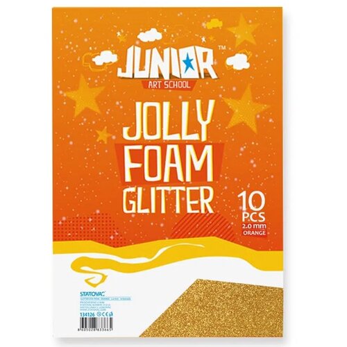 Junior jolly Glitter Foam, eva pena sa &amp;scaron;ljokicama, A4, 10K, odaberite nijansu Narandžasta Slike
