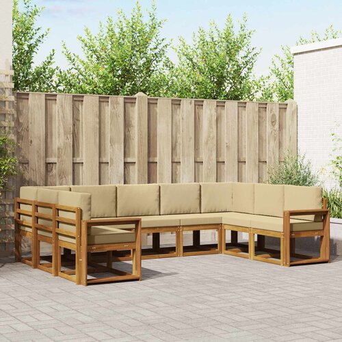  Set vanjskih sofa 9 kom. Prirodna i bež Smeđa 304 x 189,5 x 73 cm Slike