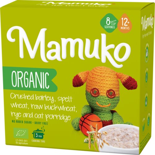 Mamuko Bio Organic Crushed Barley, Spelt Wheat, Rye, Raw Buckwheat and Oat Porridge - 200 g Cene