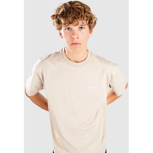 Carhartt WIP Script Embroidery T-shirt fleur de sel / white Slike