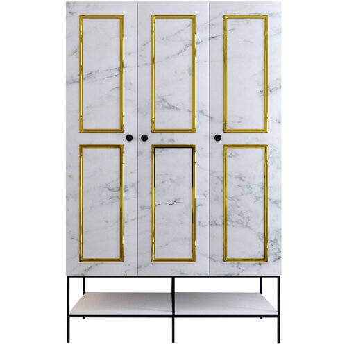 Hanah home Martin 3 - White, Black, Gold WhiteBlackGold Wardrobe Cene