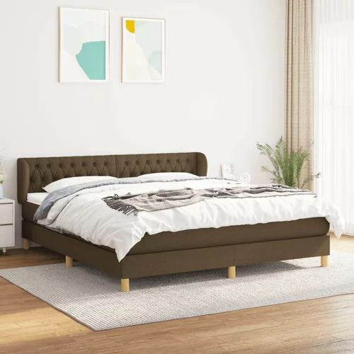  Box spring postelja z vzmetnico temno rjava 180x200 cm blago, (20897335)