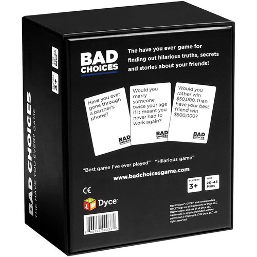 Dyce Games Bad Choices - Base game društvena igra za odrasle Cene