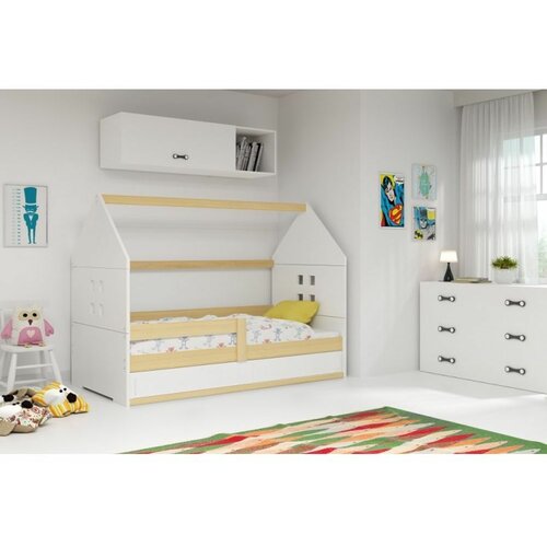 Domi drveni dečiji krevet 1 sa prostorom za skladištenje - 160x80 cm - bukva - beli Slike
