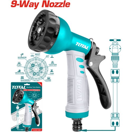 Total Pištola za zalivanje vrtna, 9 načinov pršenja (THWS010901), (20848970) Cene