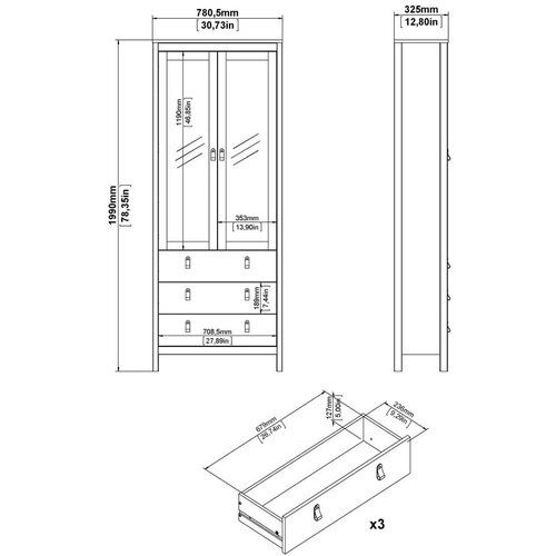 Tvilum sivo-bež vitrina 78x199x33 cm madrid &amp;ndash; Slike