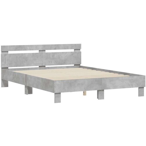 vidaXL Posteljni okvir z vzglavjem betonsko siv 150x200 cm inž. les, (20978771) Cene