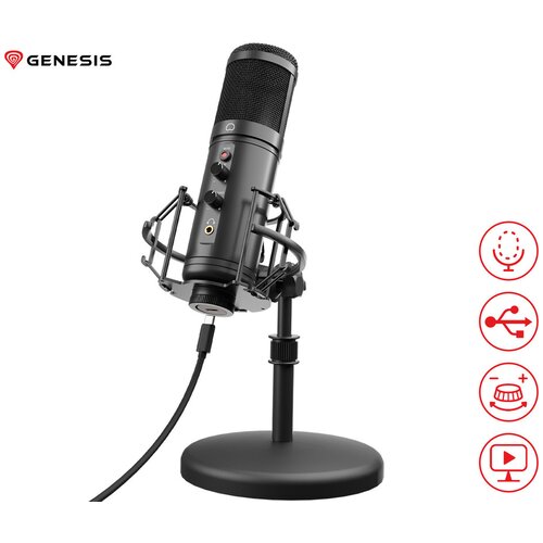 Genesis RADIUM 600 G2 profesionalni mikrofon, namizni / studijski, 48kHz, gumbi za upravljanje, gumb MUTE, jack 3.5mm, USB Type-C, PC / Mac OS, črn, (5000005870) Cene