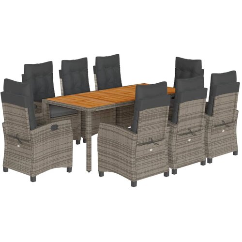  9-dijelni vrtni blagovaonski set sivi od poliratana Siva 190 cm table length Slike