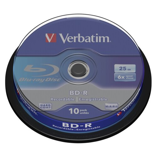 Verbatim 1x10 BD-R Blu-Ray 25GB 6x Speed, white blue Cakebox Cijene