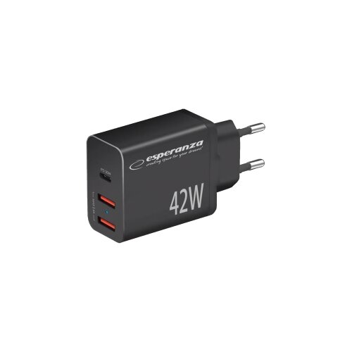  USB punjač Type-C + 2xUSB-A, ESPERANZA QUICK POWER CHARGER 42W USB-C PD 30W / 2x USB-A 12W, EZC106K Slike