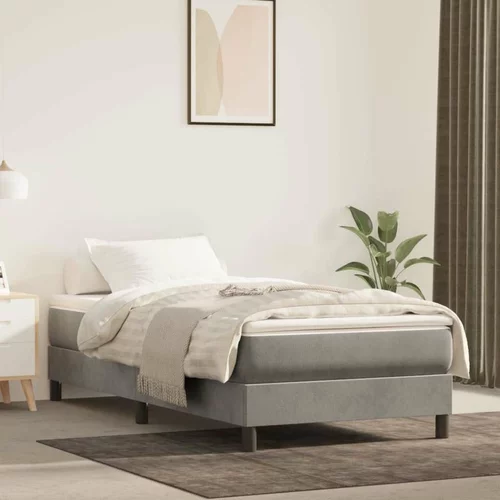 Box spring postelja z vzmetnico svetlo siva 90x200 cm žamet, (20723457)