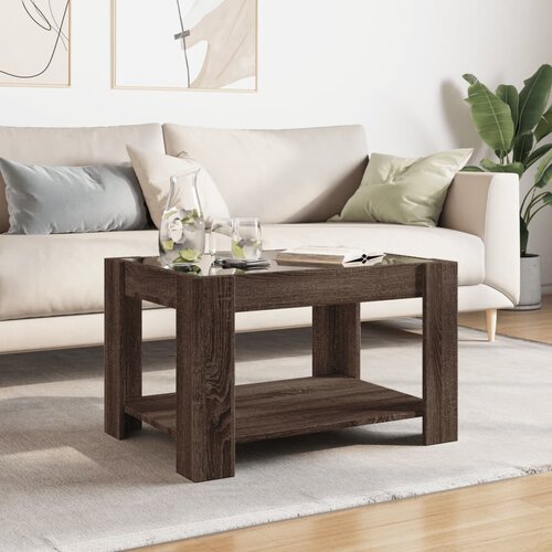  Stolić za kavu LED smeđa boja hrasta 73x53x45 cm drveni Slike