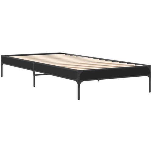 VidaXL Posteljni okvir črn 100x200 cm inženirski les in kovina, (21128211) Slike