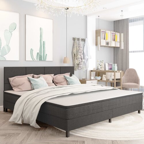 vidaXL Boxspring postelja temno sivo blago 200x200 cm Cene