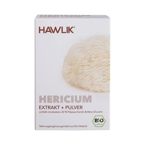 Hawlik hericium ekstrakt + Hericium v prahu - organske kapsule - 120 kaps.