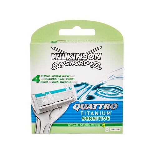 Wilkinson Sword Quattro Titanium Sensitive set rezervnih glav za britvico 8 ks za moške Cene