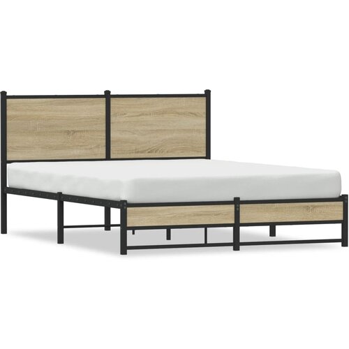 Maison Chic Kovinski Posteljni okvir - Dvoposteljna postelja - Zakonska postelja brez vzmetnice sonoma hrast 150x200 cm, (21693991) Slike
