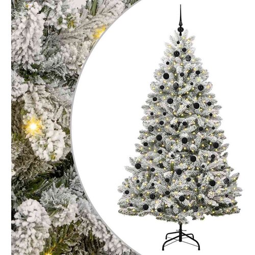 VidaXL Umjetno božićno drvce Zelena i bijela 210 cm PVC i metal Slike