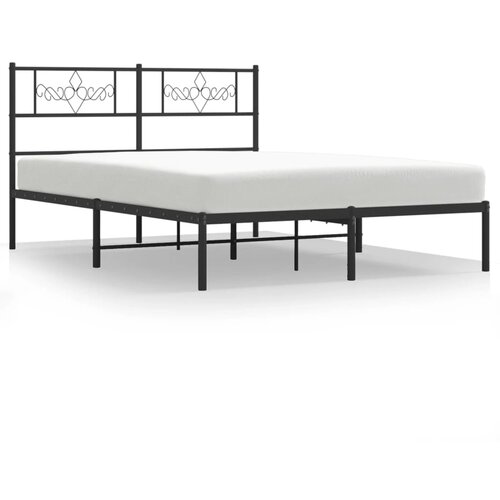 Maison Chic Kovinski Posteljni okvir - Dvoposteljna postelja - Zakonska postelja z vzglavjem črn 150x200 cm, (21693004) Cene