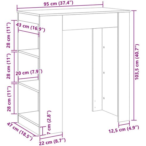 VidaXL Barski stol s držačima boja betona 95x47x103,5 cm drveni Slike