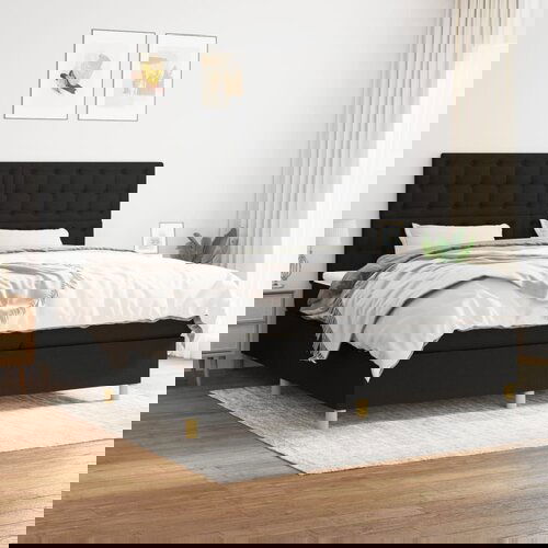  The Living Store Box spring postelja z vzmetnico črn 200x200 cm blago - Box Spring Postelja, (21444511) Slike