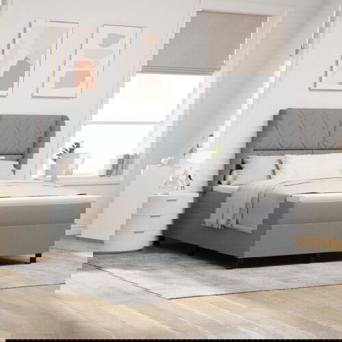  Box Spring postelja z vzmetnico - Svetlo siva, 140x200 cm, Tkanina, (22052911) Cene