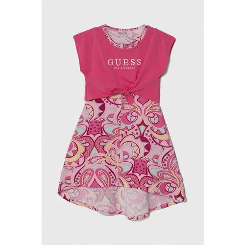 Guess Dječja haljina boja: ružičasta, mini, širi se prema dolje
