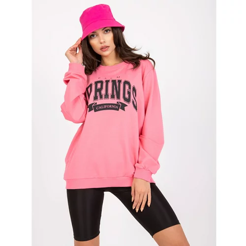 Fashion Hunters Pink and black women's sweatshirt without a hood with long sleeves