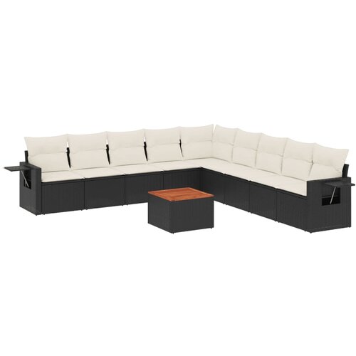  10-dijelni set vrtnih sofa s jastucima bež od poliratana Slike