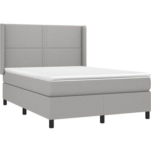  Krevet s oprugama i madracem svjetlosivi 140x190 cm od tkanine Slike