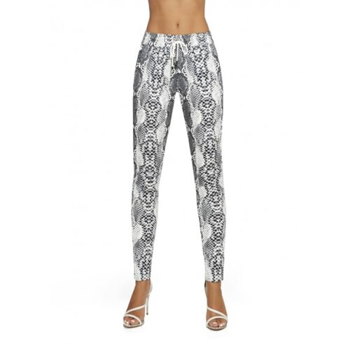 Bas Bleu Women's trousers NAYA in snake print with a tie at the waist Slike