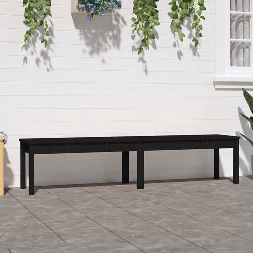 VidaXL Vrtna klop dvosed črna 203,5x44x45 cm trdna borovina Slike