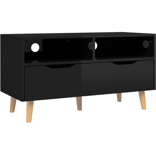  TV ormarić visoki sjaj crni 90 x 40 x 48,5 cm konstruirano drvo Slike
