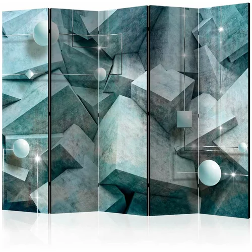  Paravan u 5 dijelova - Concrete Cubes (Green) II [Room Dividers] 225x172