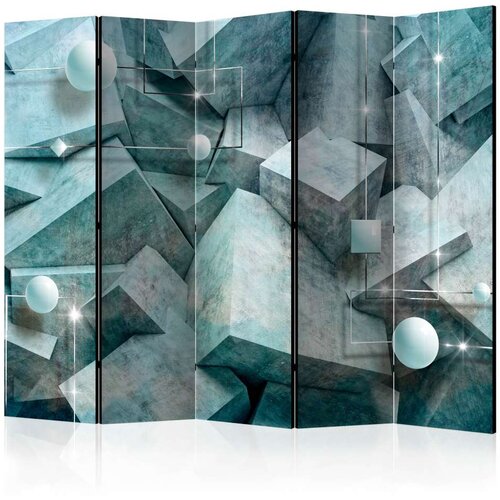  Paravan u 5 dijelova - Concrete Cubes (Green) II [Room Dividers] 225x172 Slike