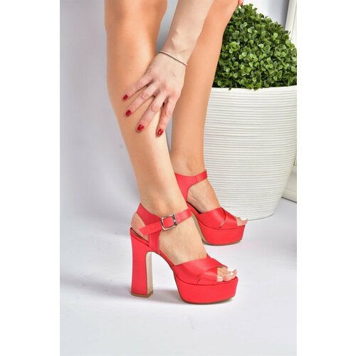 Fox Shoes Women's Red Satin Fabric Platform Heels Evening Dress Shoes Slike