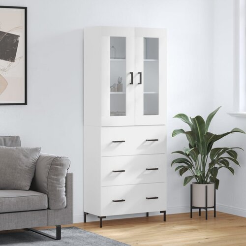 VidaXL Visoka omara bela 69,5x34x180 cm inženirski les Slike
