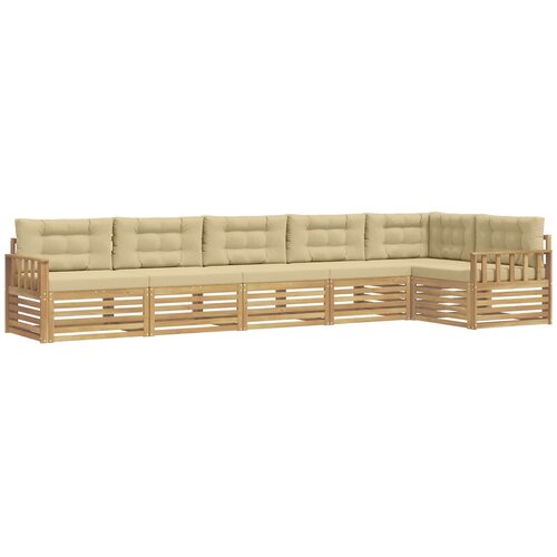 vidaXL Zunanja garnitura za sedenje 6 pcs Bela in bež Poliester, (5000280560) Cene