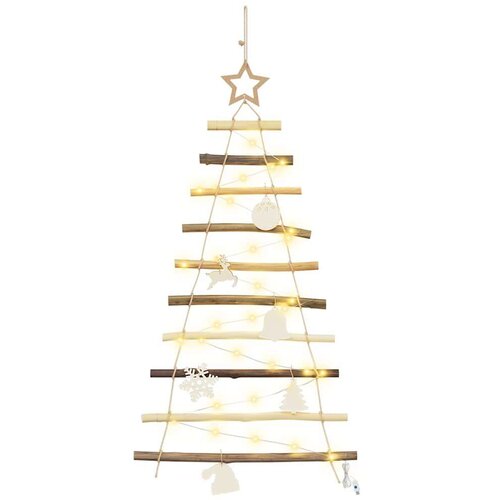 VidaXL Božićno drvce s 30 LED svjetlima Prirodna 90 cm Masivni jasen Slike